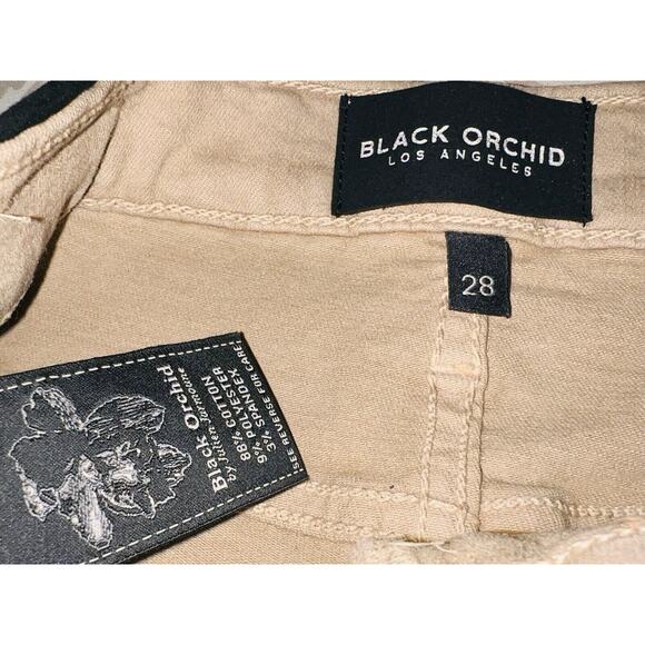 NWT $260 JUDE SKINNY JEANS BLACK ORCHID LOS ANGELES ANIMAL PRINT TAN & GOLD 28 - Picture 6 of 6